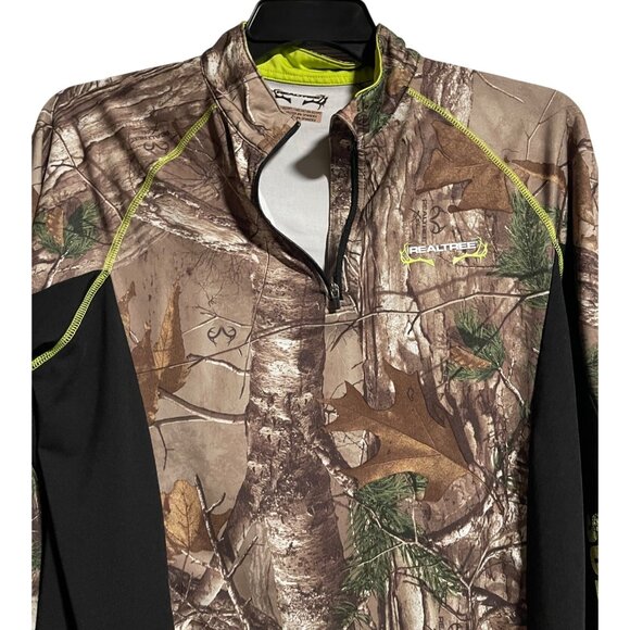 Realtree Quarter Zip Camouflage Long Sleeve Performance Shirt Men M Scent Factor - Picture 5 of 9